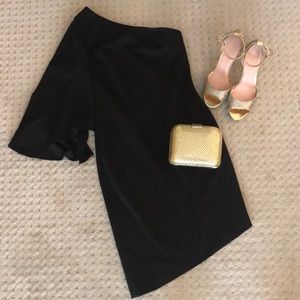 Black one shoulder cocktail dress by Calvin Klein